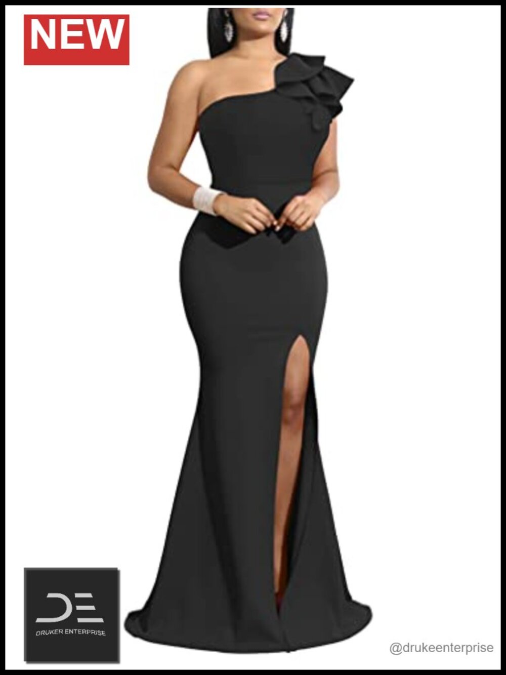 Sleeveless One Shoulder Slit Long Formal Dress